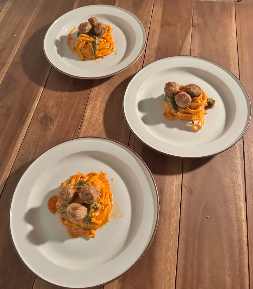 Gochujang Spaghetti and Meatballs